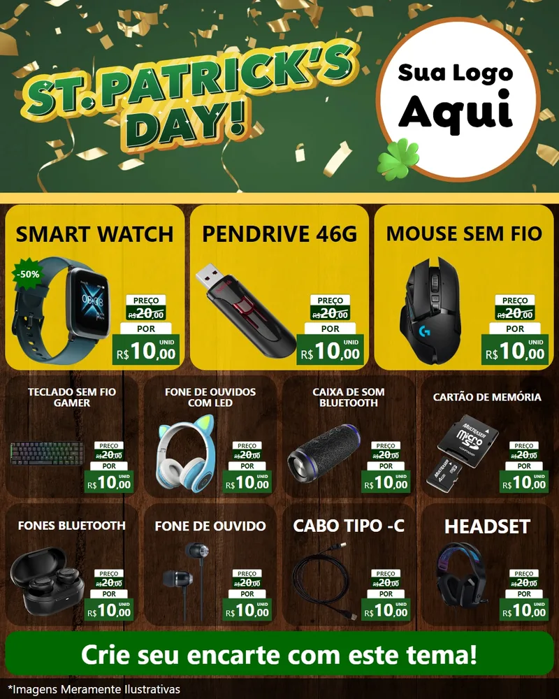 Modelo de Rede Social para Feed Instagram com o tema St Patriks Day para Informática