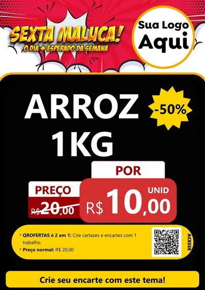 Modelo de Cartaz para Cartaz A4 Vertical com o tema Sexta Maluca! para Supermercado