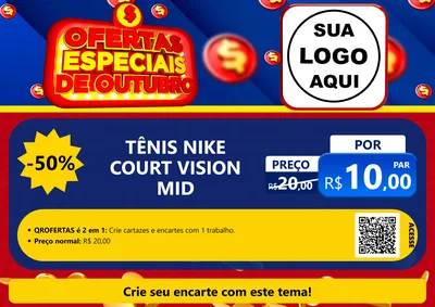 Modelo de Cartaz para Cartaz A4 Horizontal com o tema Ofertas Especiais de Outubro para Calçados