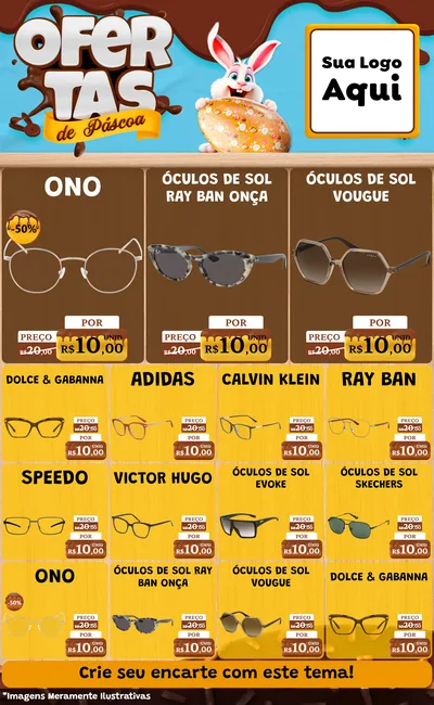 Modelo de Encarte para Encarte Grande com o tema Ofertas de Páscoa para Óticas