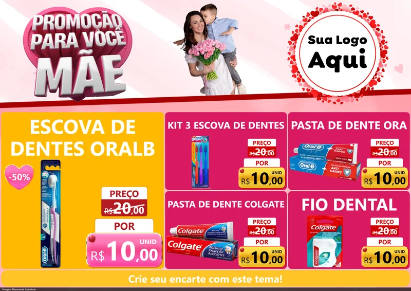 Modelo de Encarte para Encarte A4 Horizontal com o tema Promoção Para Você Mãe para Higiene Pessoal