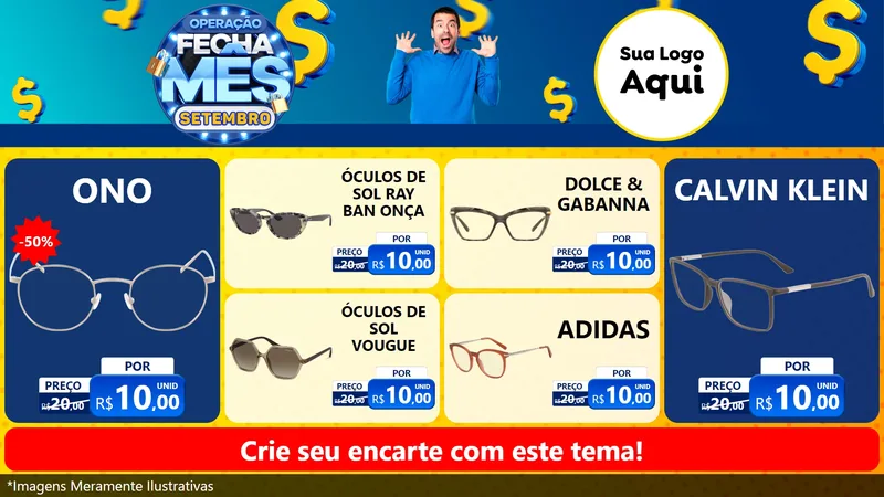 Modelo de TV para TV Horizontal com o tema Operação Fecha Mês Setembro para Óticas