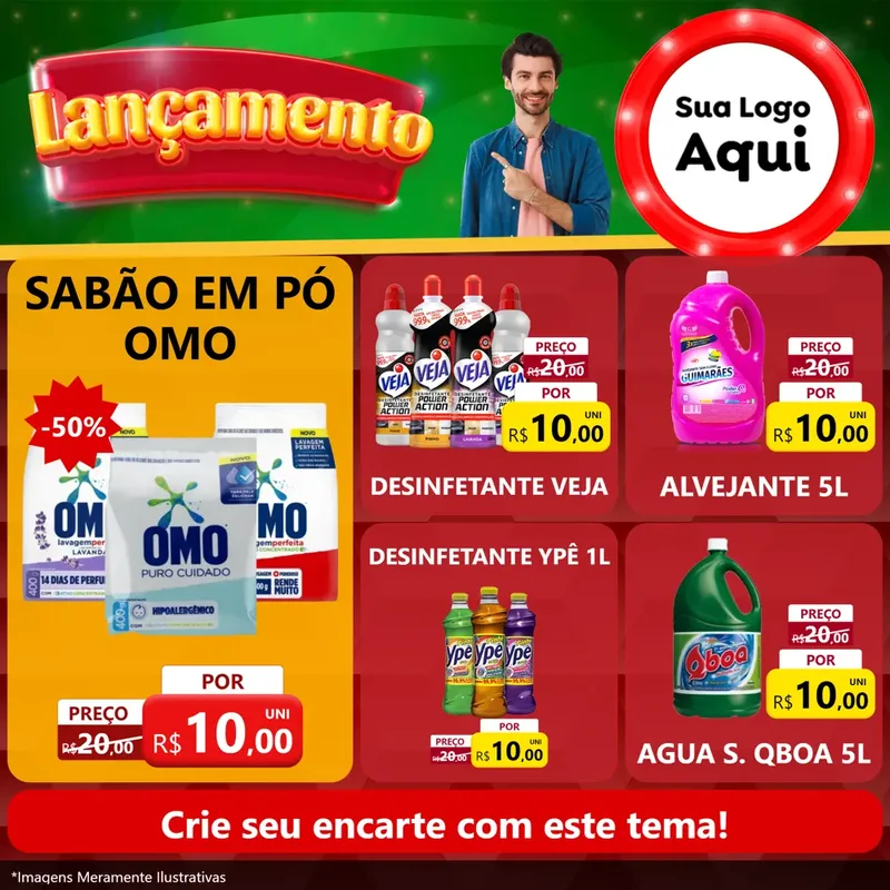 Modelo de Rede Social para Feed Facebook com o tema Lançamento para Produtos de Limpeza