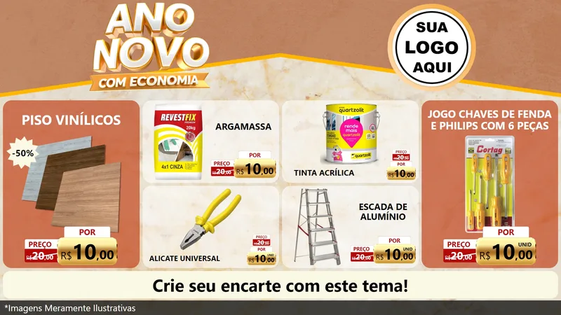 Modelo de TV para TV Horizontal com o tema Ano Novo Com Economia para Material para Construção