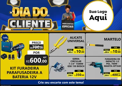 Modelo de Encarte para Encarte A4 Horizontal com o tema Dia Do Cliente para Maquinas e Ferramentas