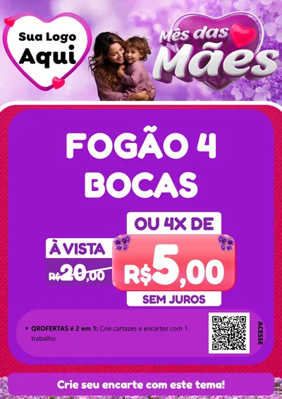 Modelo de Cartaz para Cartaz A4 Vertical com o tema Mês das Mães para Móveis e Eletro