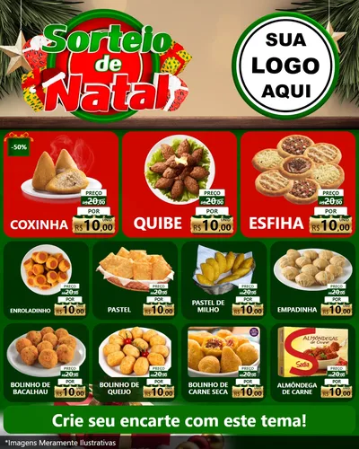 Modelo de Rede Social para Feed Instagram com o tema Sorteio de Natal para Salgadaria