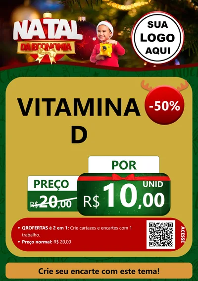 Modelo de Cartaz para Cartaz A4 Vertical com o tema Natal da Economia para Farmácia
