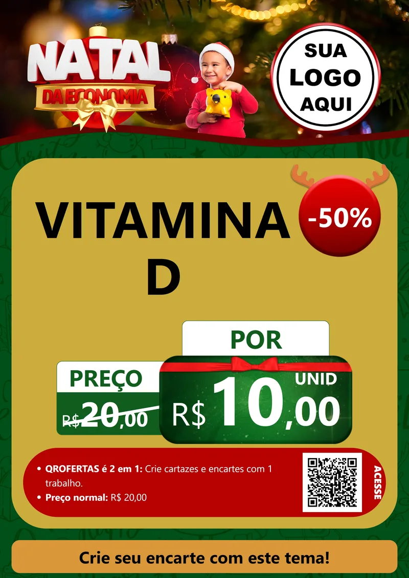 Modelo de Cartaz para Cartaz A4 Vertical com o tema Natal da Economia para Farmácia