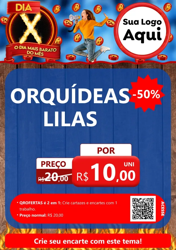 Modelo de Cartaz para Cartaz A4 Vertical com o tema Dia X - O Dia Mais Barato Do Mês para Floricultura e jardim