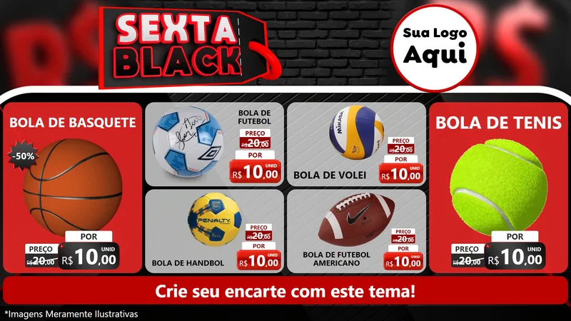 Modelo de TV para TV Horizontal com o tema Sexta Black para Artigos Esportivos