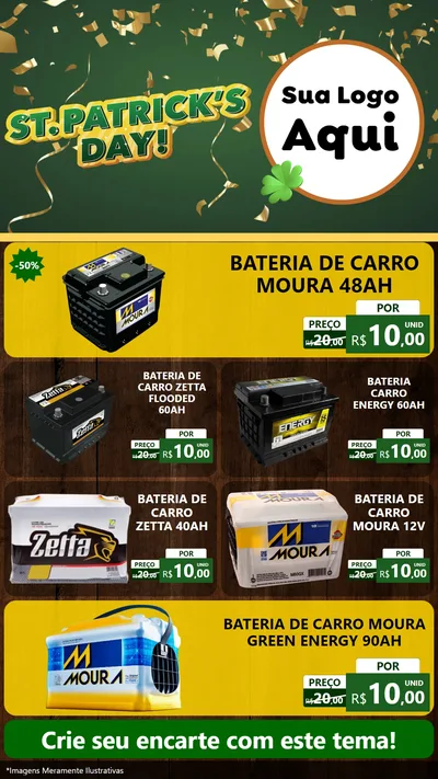 Modelo de TV para TV Vertical com o tema St Patriks Day para Baterias Elétricas