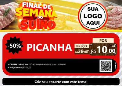 Modelo de Cartaz para Cartaz A4 Horizontal com o tema Final de Semana do Suíno para Açougue