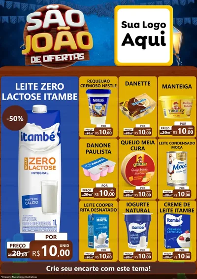Modelo de Encarte para Encarte A4 Vertical com o tema São João Ofertas Imbatíveis! - Junina para Frios e Laticínios