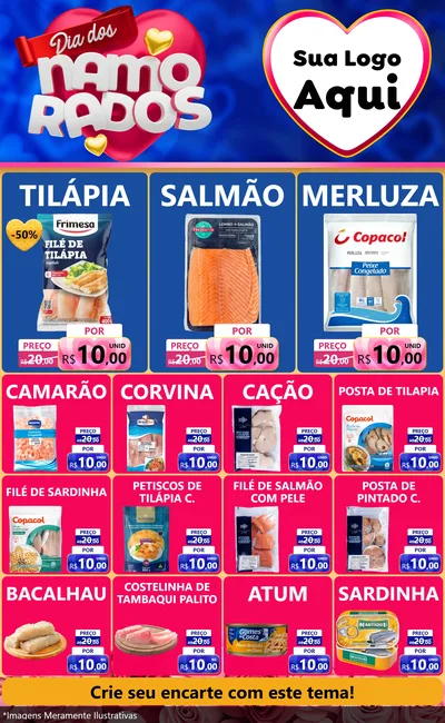 Modelo de Encarte para Encarte Grande com o tema Dia dos namorados para Peixaria
