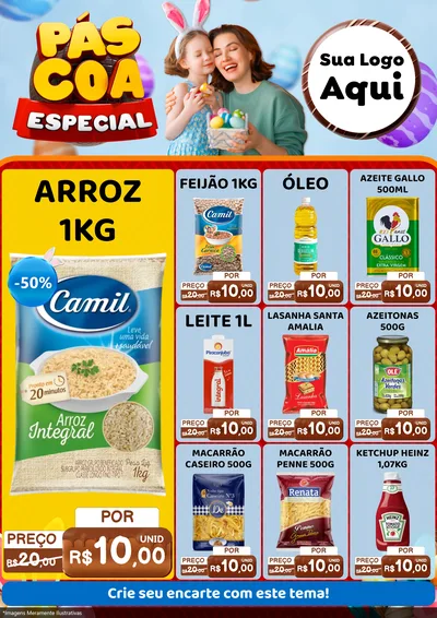 Modelo de Encarte para Encarte A4 Vertical com o tema Páscoa Especial para Supermercado