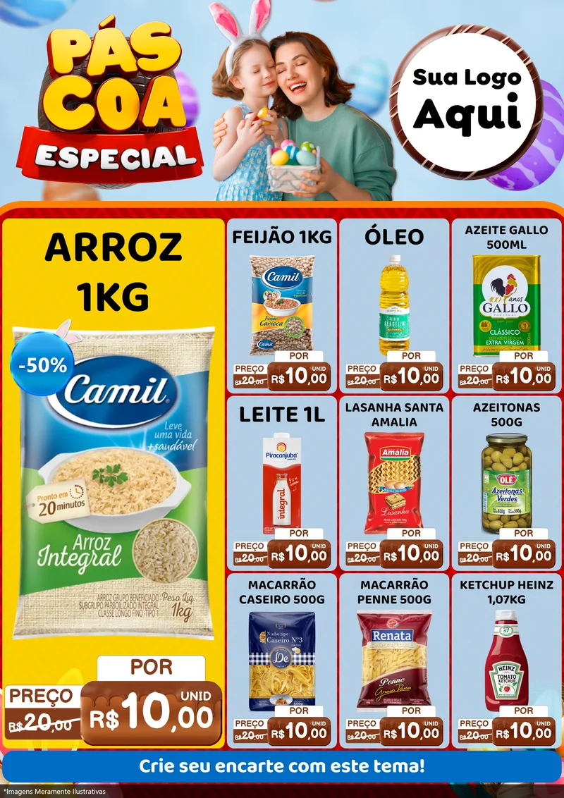 Modelo de Encarte para Encarte A4 Vertical com o tema Páscoa Especial para Supermercado