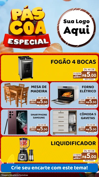 Modelo de TV para TV Vertical com o tema Páscoa Especial para Móveis e Eletro