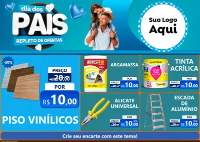 Modelo de Encarte para Encarte A4 Horizontal com o tema Dia Dos Pais Repleto de Ofertas para Material para Construção