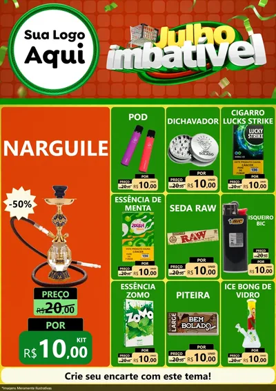 Modelo de Encarte para Encarte A4 Vertical com o tema Julho Imbatível para Tabacaria