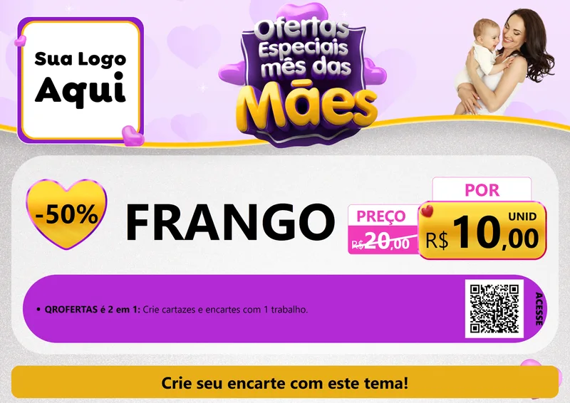Modelo de Cartaz para Cartaz A4 Horizontal com o tema Ofertas Especiais - Mês das Mães para Assados