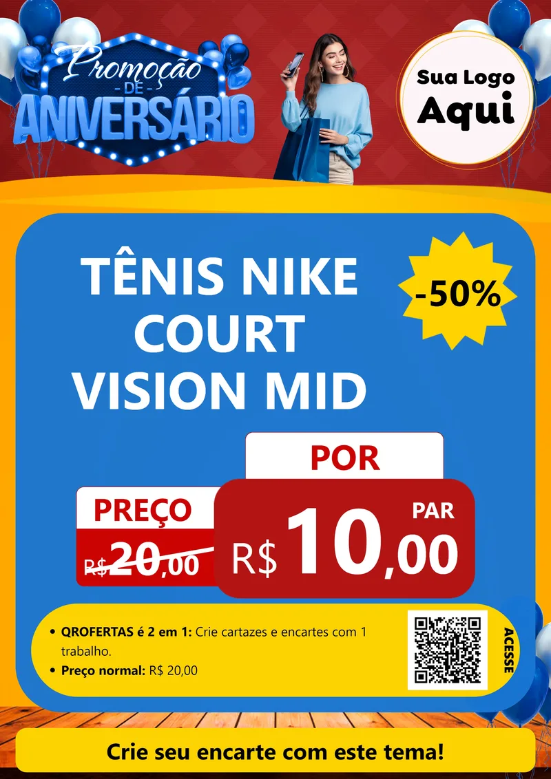 Modelo de Cartaz para Cartaz A4 Vertical com o tema Promoção de Aniversário para Calçados