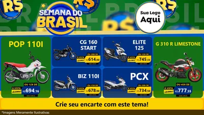 Modelo de TV para TV Horizontal com o tema Semana Do Brasil para Concessionaria de Motos
