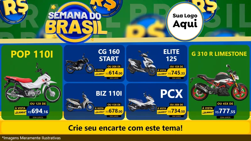 Modelo de TV para TV Horizontal com o tema Semana Do Brasil para Concessionaria de Motos