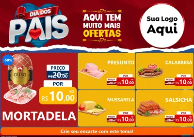 Modelo de Encarte para Encarte A4 Horizontal com o tema Dia dos Pais para Frios e Laticínios