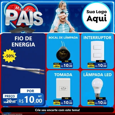 Modelo de Rede Social para Feed Facebook com o tema Mês Dos Pais para Materiais Elétricos