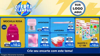 Modelo de TV para TV Horizontal com o tema Oferta Relâmpago para Papelaria