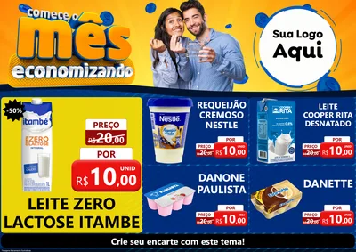 Modelo de Encarte para Encarte A4 Horizontal com o tema Comece O Mês Economizando para Frios e Laticínios