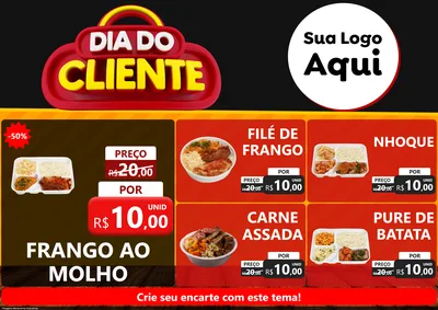 Modelo de Encarte para Encarte A4 Horizontal com o tema Dia do Cliente para Restaurante