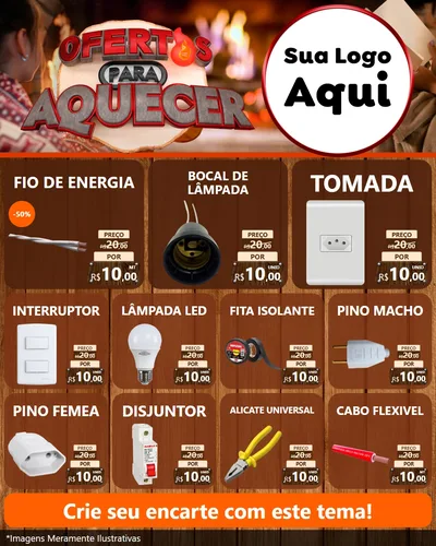 Modelo de Rede Social para Feed Instagram com o tema Ofertas Para Aquecer para Materiais Elétricos