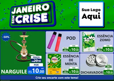 Modelo de Encarte para Encarte A4 Horizontal com o tema Janeiro Sem Crise para Tabacaria