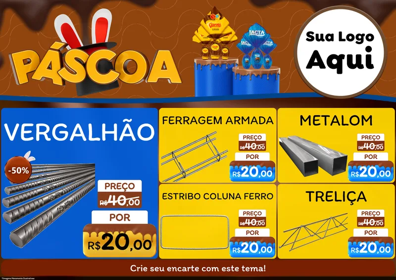 Modelo de Encarte para Encarte A4 Horizontal com o tema Páscoa para Ferragens