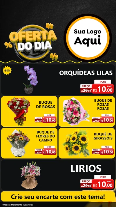 Modelo de TV para TV Vertical com o tema Oferta Do Dia para Floricultura e jardim