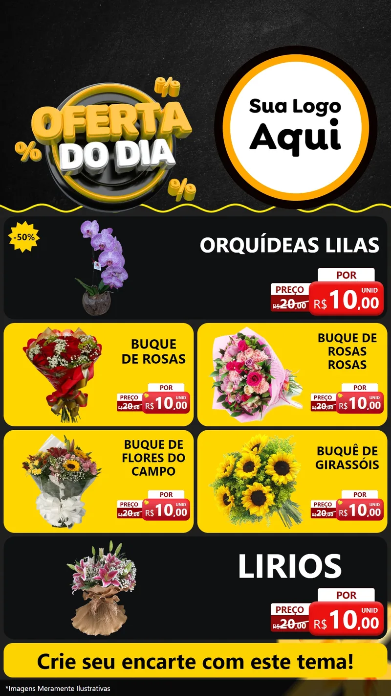 Modelo de TV para TV Vertical com o tema Oferta Do Dia para Floricultura e jardim