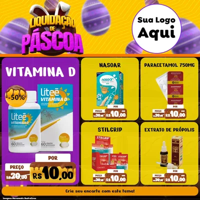 Modelo de Rede Social para Feed Facebook com o tema Liquidação de Páscoa para Farmácia