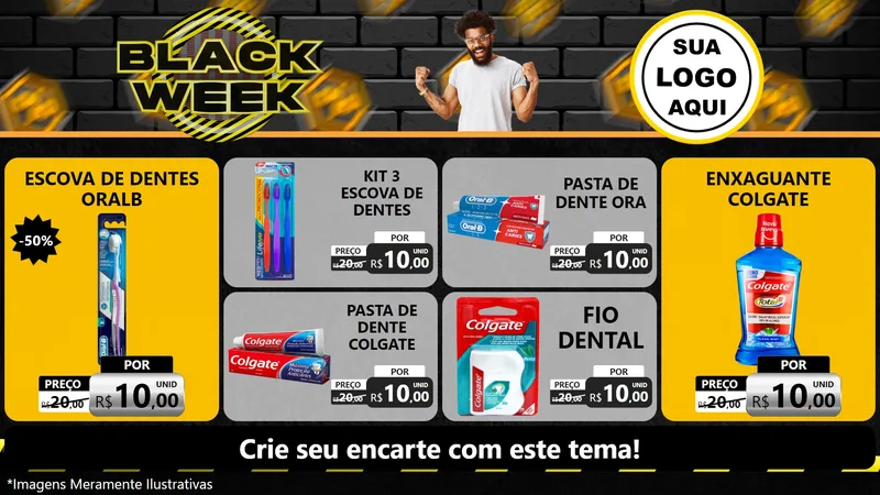Modelo de TV para TV Horizontal com o tema Black Week para Higiene Pessoal