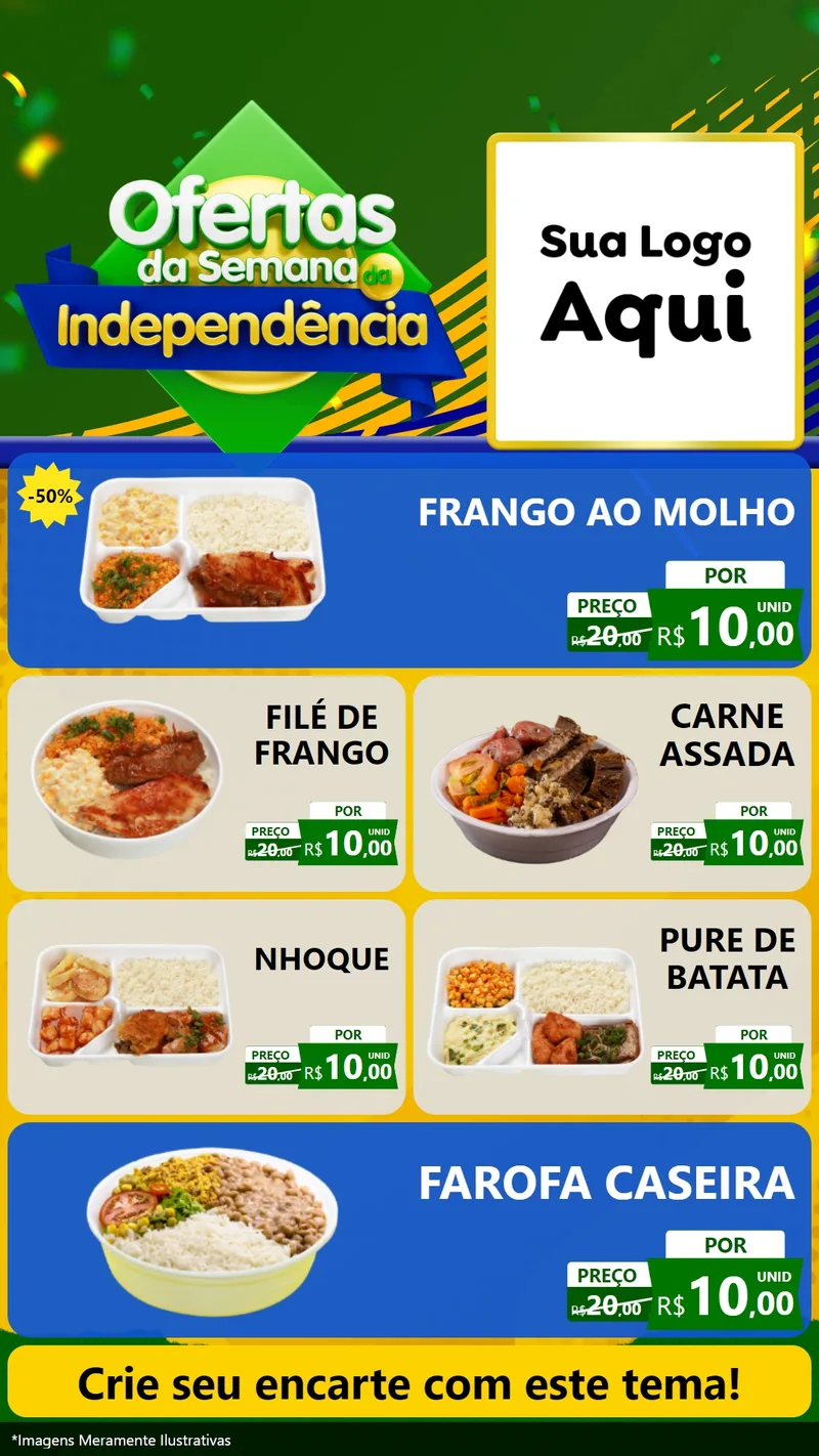 Modelo de TV para TV Vertical com o tema Ofertas da Semana da Independência para Restaurante