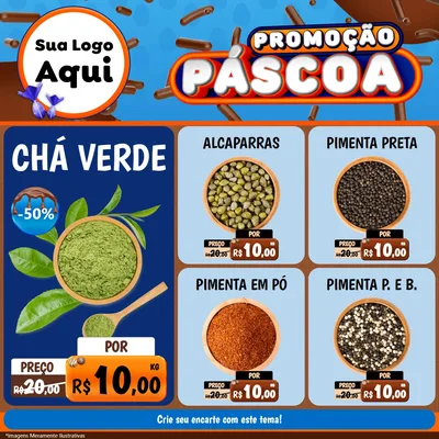Modelo de Rede Social para Feed Facebook com o tema Promoção Páscoa para Produtos Naturais