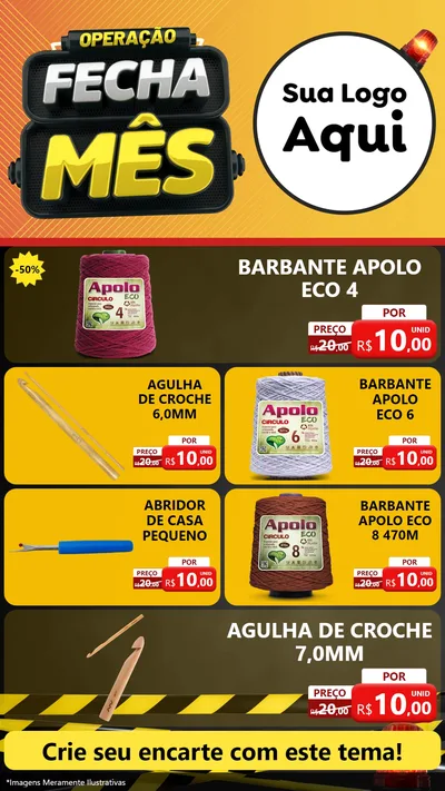 Modelo de TV para TV Vertical com o tema Operação Fecha Mês para Armarinho e Aviamentos