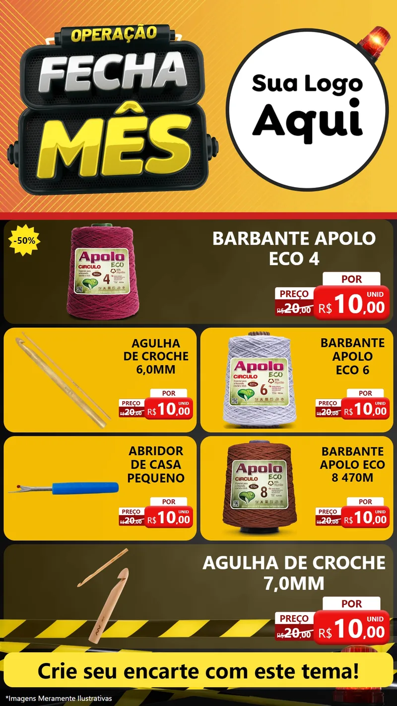 Modelo de TV para TV Vertical com o tema Operação Fecha Mês para Armarinho e Aviamentos