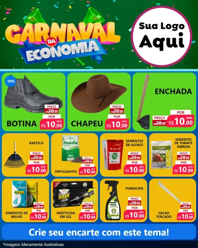 Modelo de Rede Social para Feed Instagram com o tema Carnaval da Economia para Agropecuária