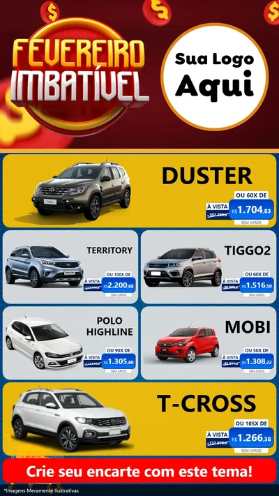 Modelo de TV para TV Vertical com o tema Fevereiro Imbatível para Concessionaria de Carros