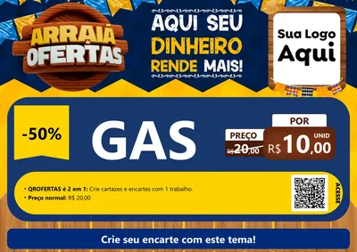Modelo de Cartaz para Cartaz A4 Horizontal com o tema Arraiá de Ofertas - Junina para Água e gás