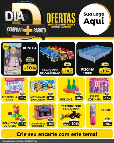 Modelo de Rede Social para Feed Instagram com o tema Dia D Mais Economia para Brinquedos