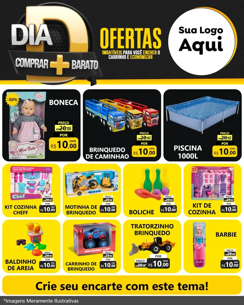 Modelo de Rede Social para Feed Instagram com o tema Dia D Mais Economia para Brinquedos