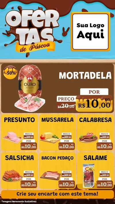 Modelo de Rede Social para Stories com o tema Ofertas de Páscoa para Frios e Laticínios